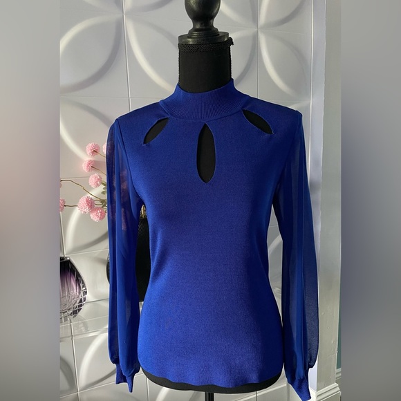 INC International Concepts Blue Mock Turtleneck Size Petite Small NWT - Picture 1 of 8